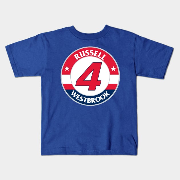 Russell Westbrook 4 Washington Wizards Kids T-Shirt by IronLung Designs